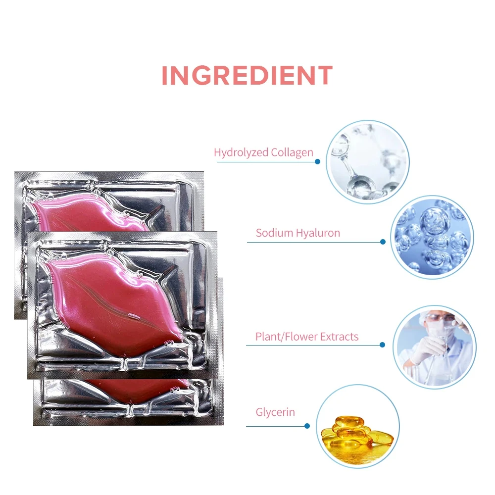 Custom Brand Collagen Lip Mask Hydrating Moisturizing Essence Gel Patch Lip Masks Lip Care Balsamos Labial Enhancer Pads Patches