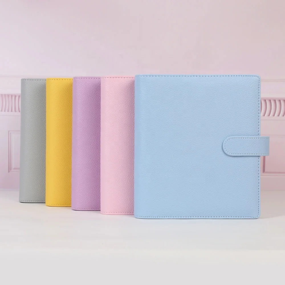 Hongbo Best Selling 21-Color Embossed Pebble Leather A5 Agenda Planner Budget Ring Binder Loose-leaf Paper Diary as Xmas Gift