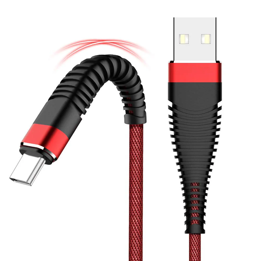 USB C кабель для быстрой зарядки, 3 А, 1 м, зарядный кабель USB A-Type C, прочный плетеный кабель C для Galaxy Note 9, 8, S9, S8, S8