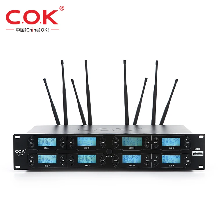 Noise cancelling Aluminum  8 Channels Uhf cordless mics Microphone professional wireless gooseneck microphone