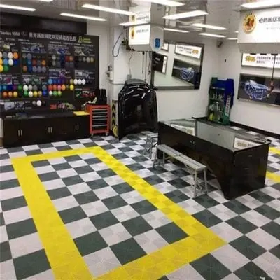 Removable interlocking plastic modular pp pvc interlocking floor garage tile for car wash workshop