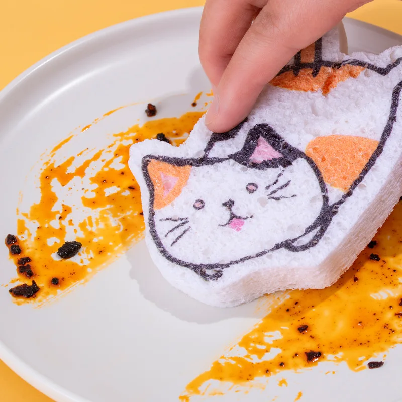 2023 New Wholesale High Density Wood Pulp Lovely Dish Washing Cleaning Natural Cellulose Scrub Sponge