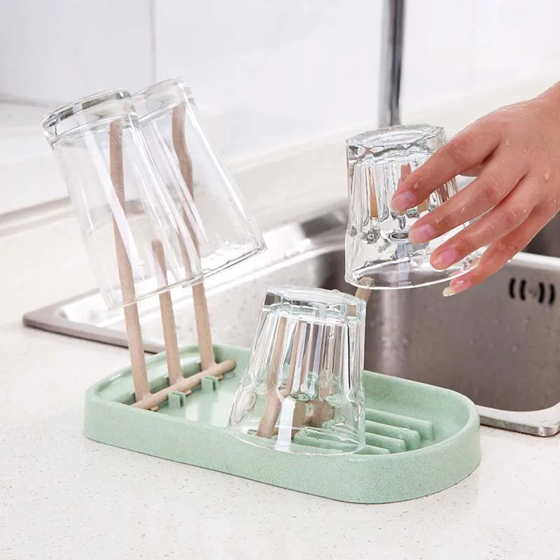 Hot Selling Wheat Straw Antibiotic Drainer Dryer Shelf Holder Stand Drain Baby Bottles Rack