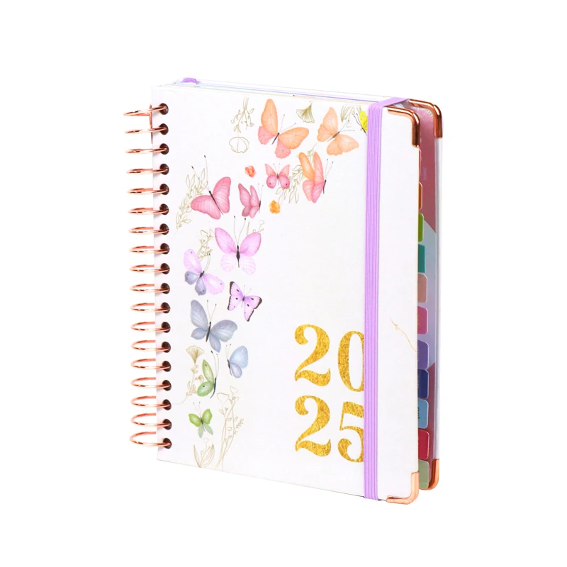 Spot UV Coating Journal Manufacturers Custom Printing Pocket Agenda Personalized Spiral Monthly Planner with Tabs