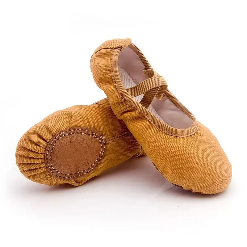 Multicolorful low MOQ professional purple girls canvas soft sole ballet dancing shoes