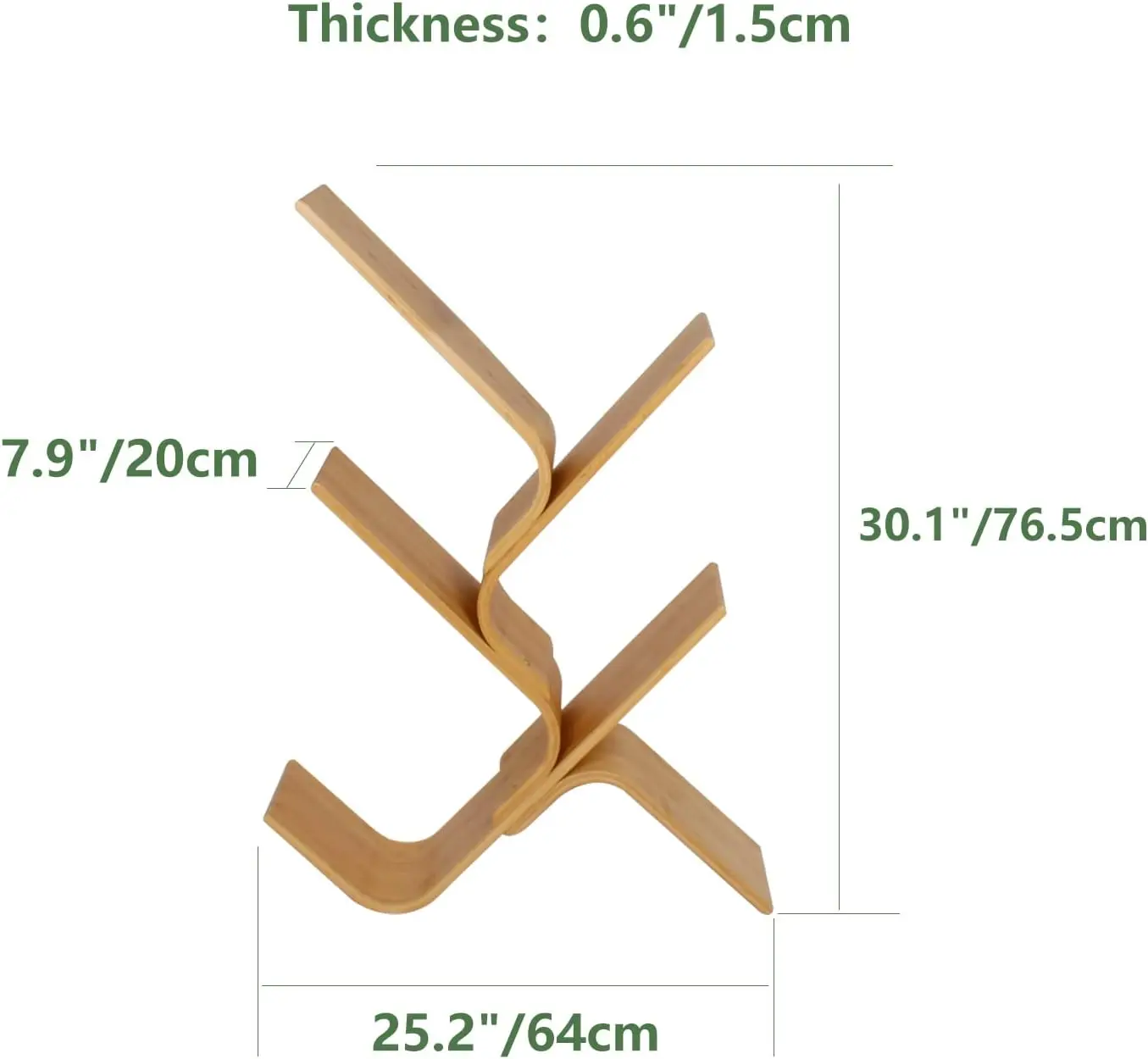 4-layer bamboo tree modern bookshelf, creative curved vertical bookshelf shelf, book storage organizer shelf, display floor book