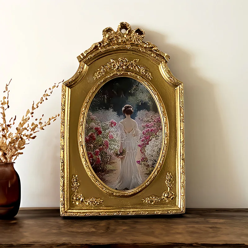 Poly Resin mini small photo kids glass frame gold baroque frame children favor gift home decoration