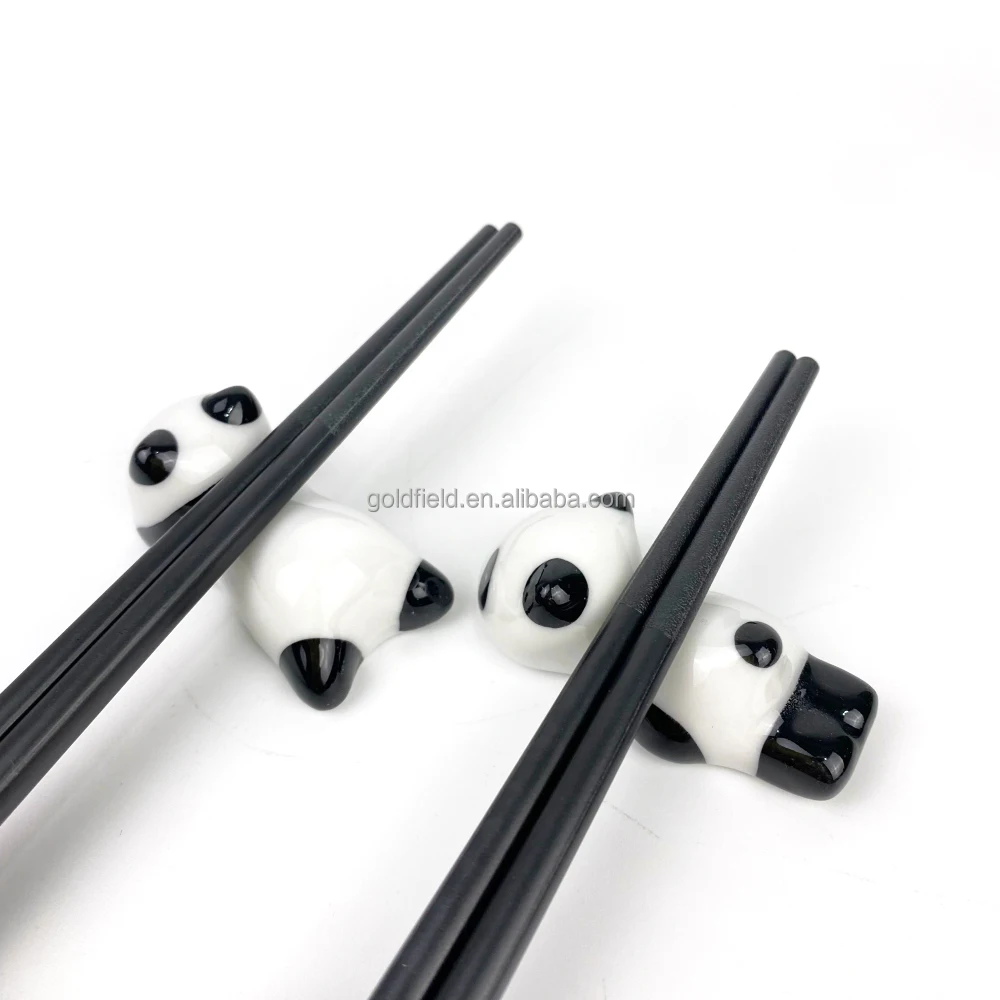 hot sale 5prs  Fiberglass  bamboo   chopsticks   5pcs  ceramic panda rest for Gift BOX Dishwasher safe