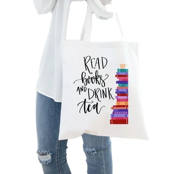 wholesale cheap branded promotional calico canvas tote bag for students