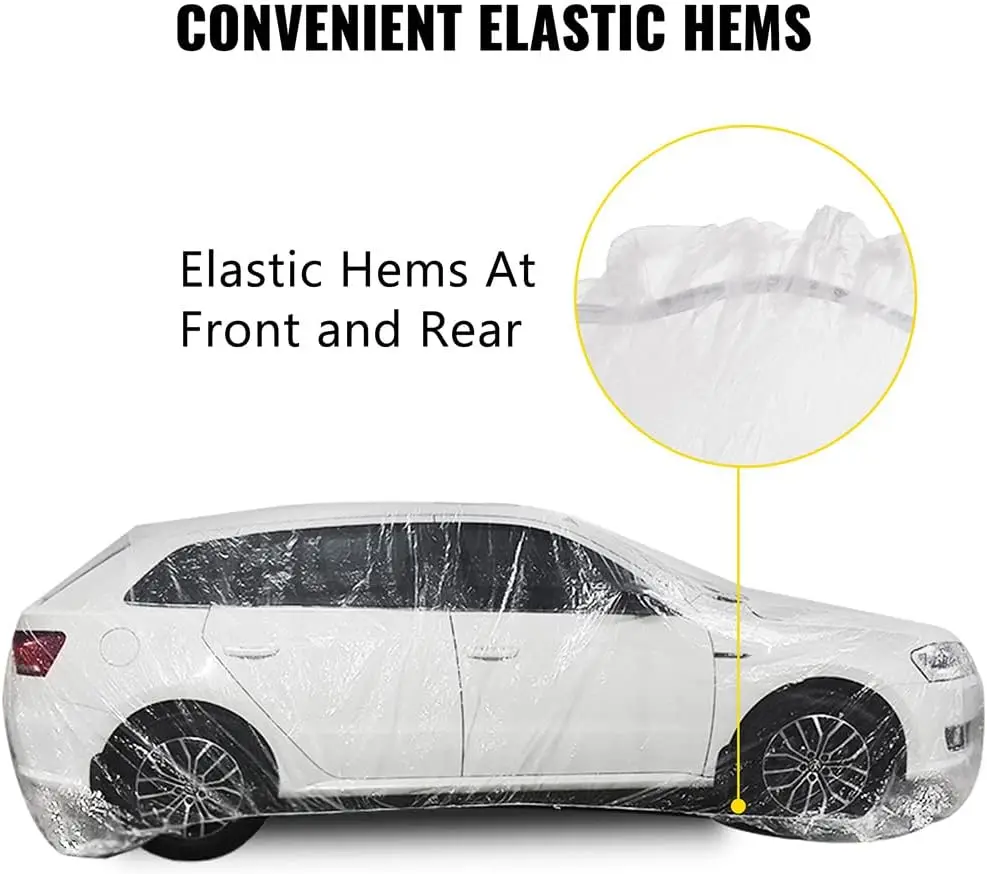 Waterproof Dustproof Full Exterior Covers Universal Plastic Car Cover Disposable for Sedan Outdoor Snow Rain Weather