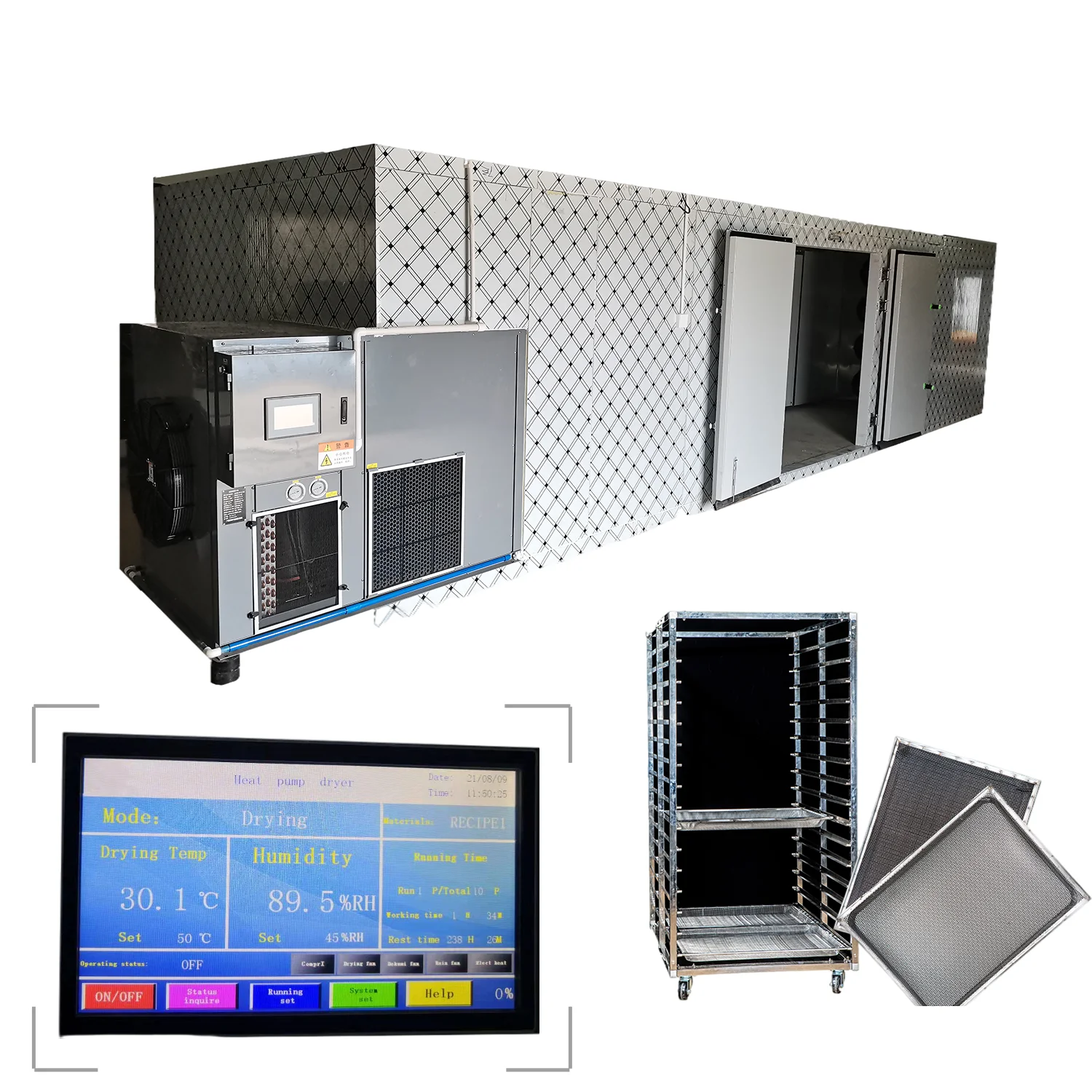 Temp Humidity Control Commercial Fish Vegetable Fruit Drying Equipment with SUS Trays