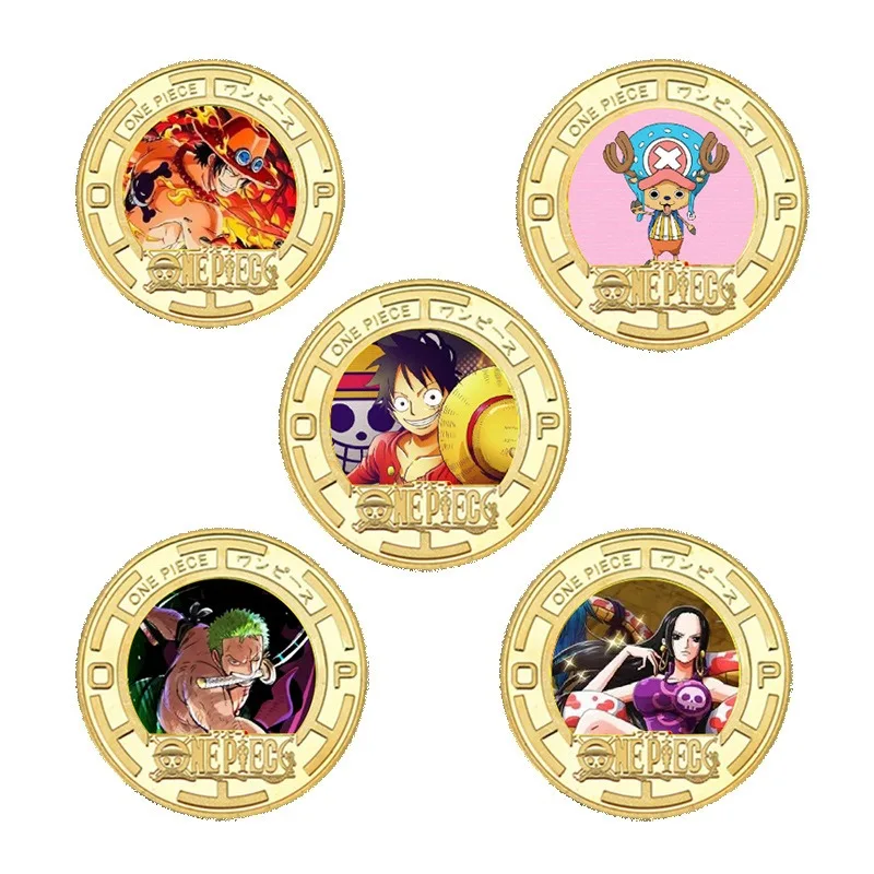 Japan Anime One Pieces Commemorative Coins Souvenir Luffy Sanji Nami Metal Coins Collection Toy for Birthday Party Gifts