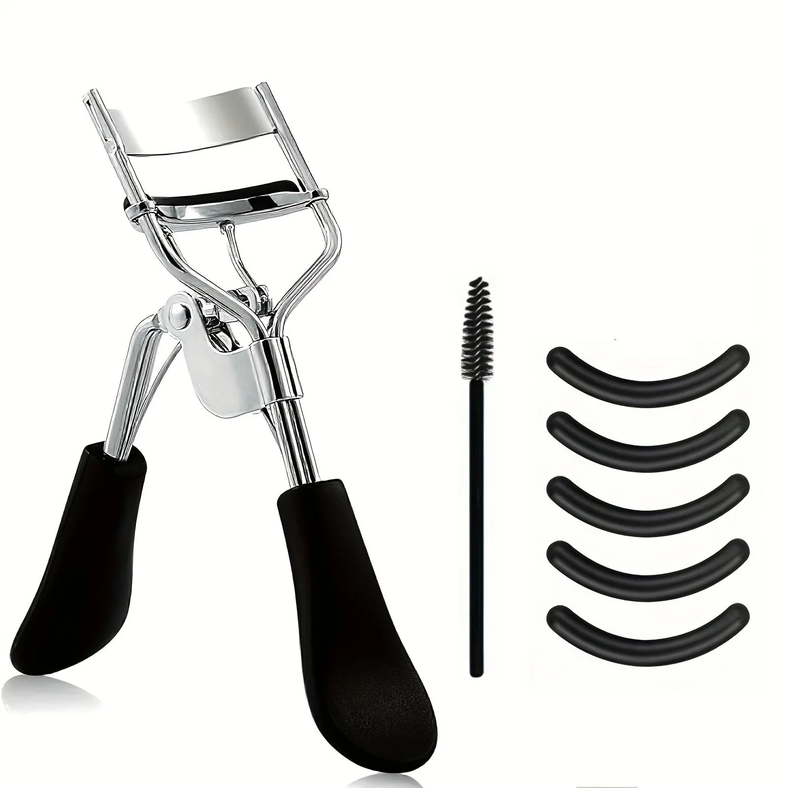 Eye Makeup Kit Eyelash Curler Applicator Tweezers Scissors in Black Rose Gold Rainbow Color