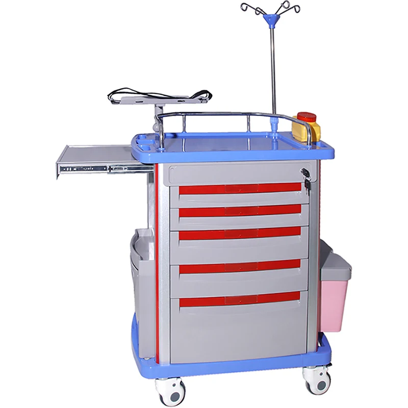 Hospital ABS Medical Emergency Trolley Crash Cart Medicine Trolley for Hospital use