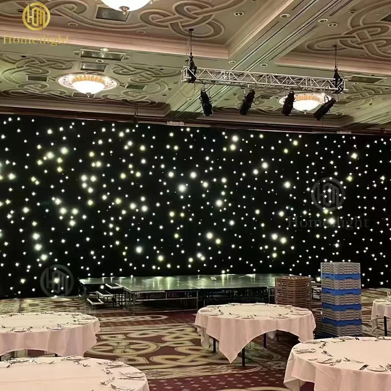 Hot sales  led star cloth golden yellow  drape stage light for party night club led star curtain  For wall  ceiling wedding