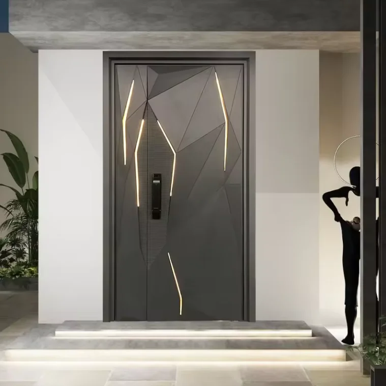 Aluminum Coating Powder Profile Door Commercial Entry Sliding Glass Door Security Doors For Villa