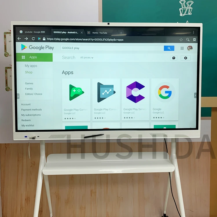 High brightness flat panel smart board dual system 75 inch interactive whiteboard flat panel