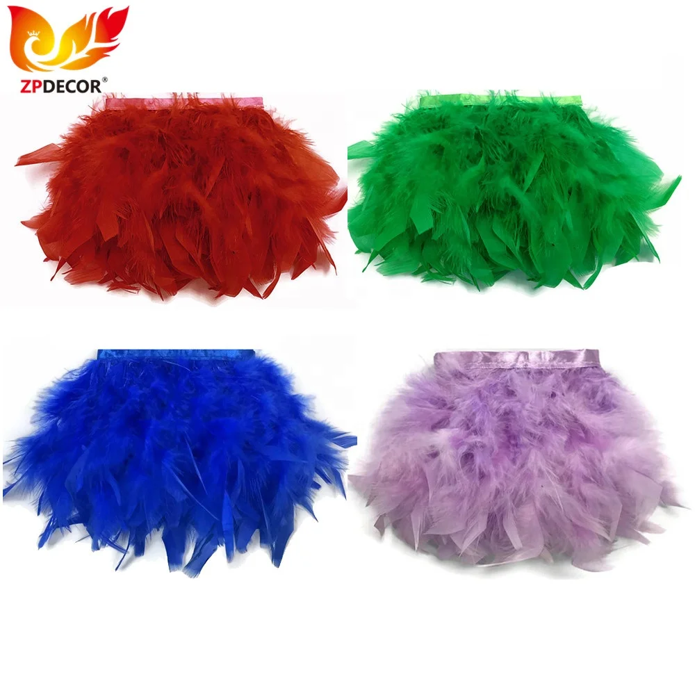 ZPDECOR Factory Wholesale in STOCK Mix Colors Turkey Chandelle Feather Trim for Carnival Clothes