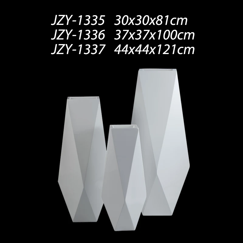 Creative Shape Wholesale Artificial Flower Pots Glossy White Indoor Geometric Vase