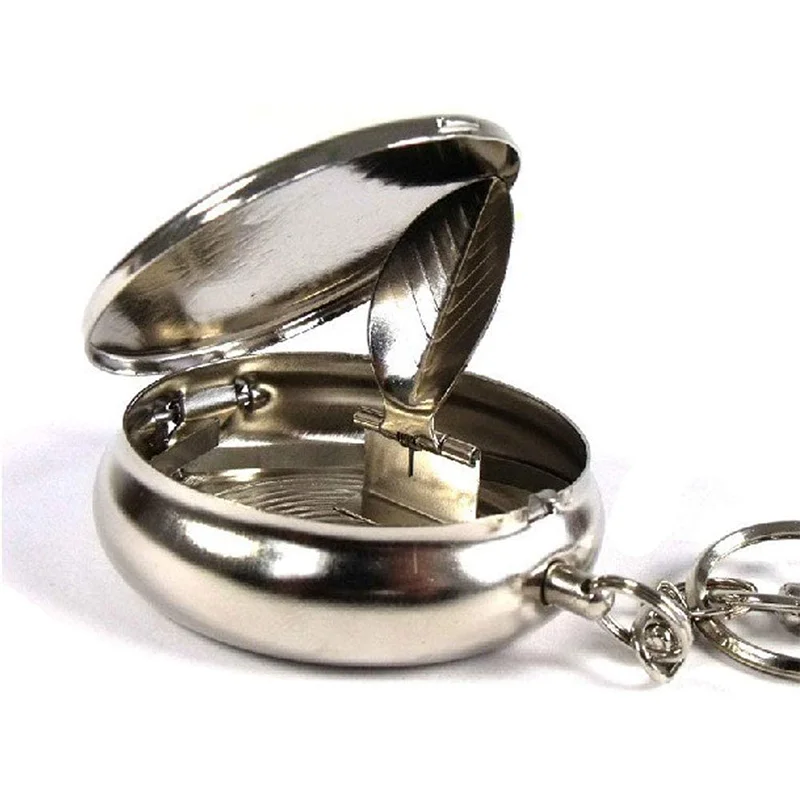 Key Chain Stainless Steel Ash tray Circular Mini Smoking Portable Pocket Ashtray