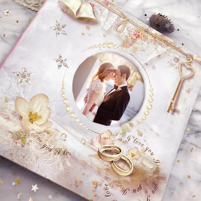 Custom kraft paper 200 photos 6 inch wedding memory circle photo window photo album book