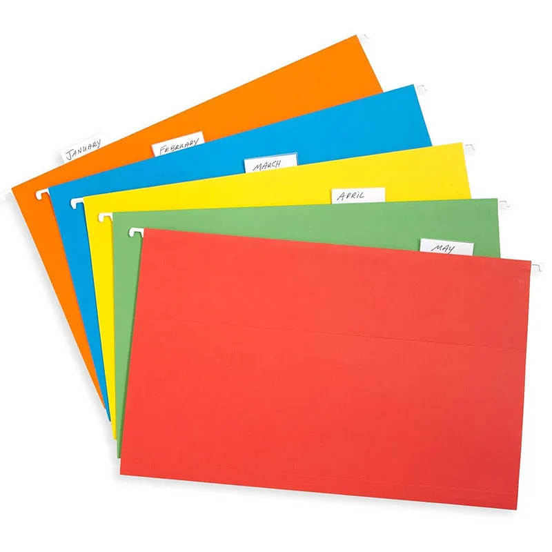 Assorted Colors Reinforced Hang Folders Legal Size Hanging File Folder for Color Coded File Organization
