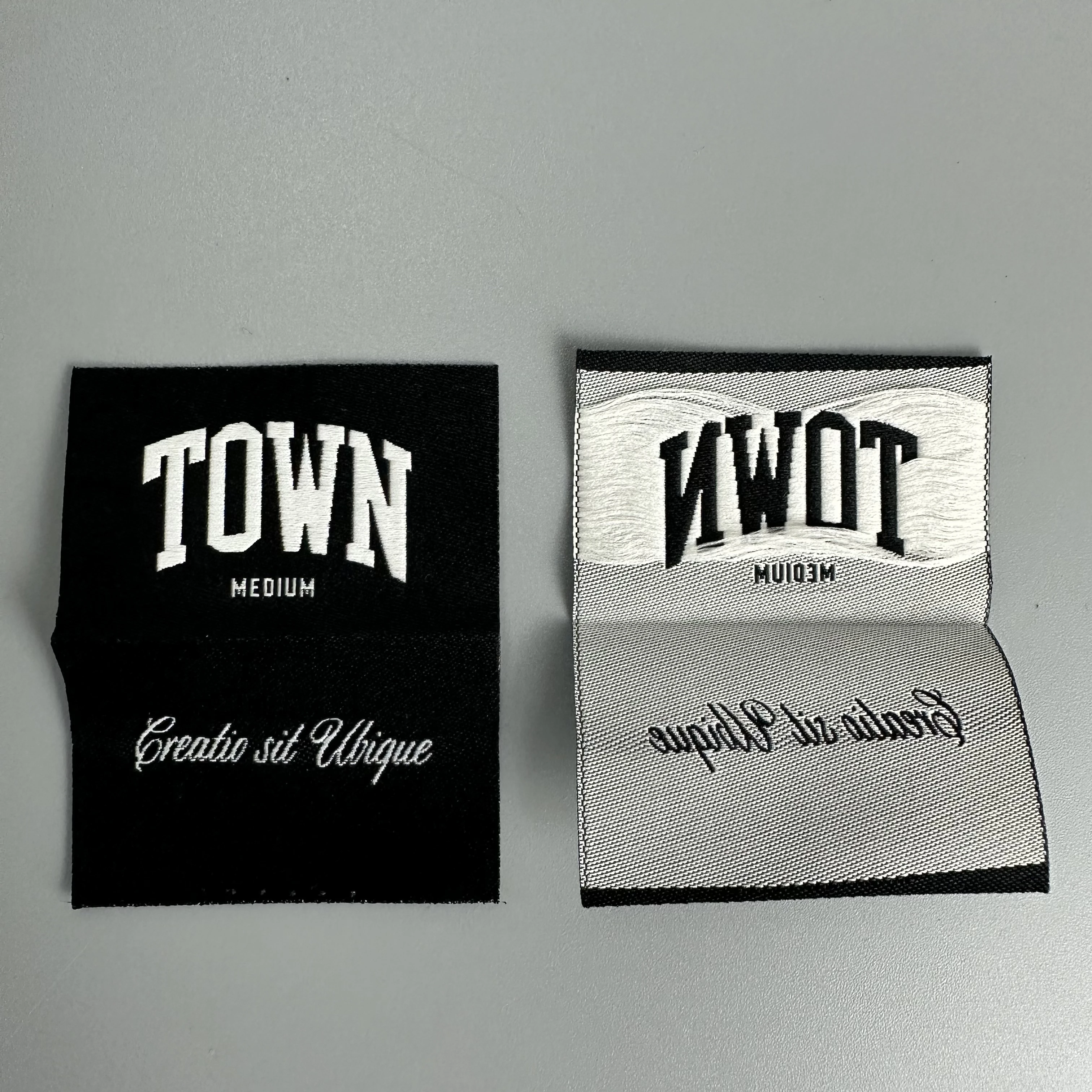 Custom fabric labels iron on logo printing machine manufacturers garment satin cloth clothing woven label