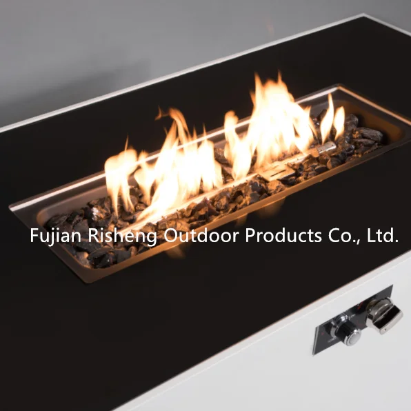 RS-R43002A Rectangular modern style pure iron  50000 BTU Outdoor Patio Gas Fire Pit table with windshield cover winter garden