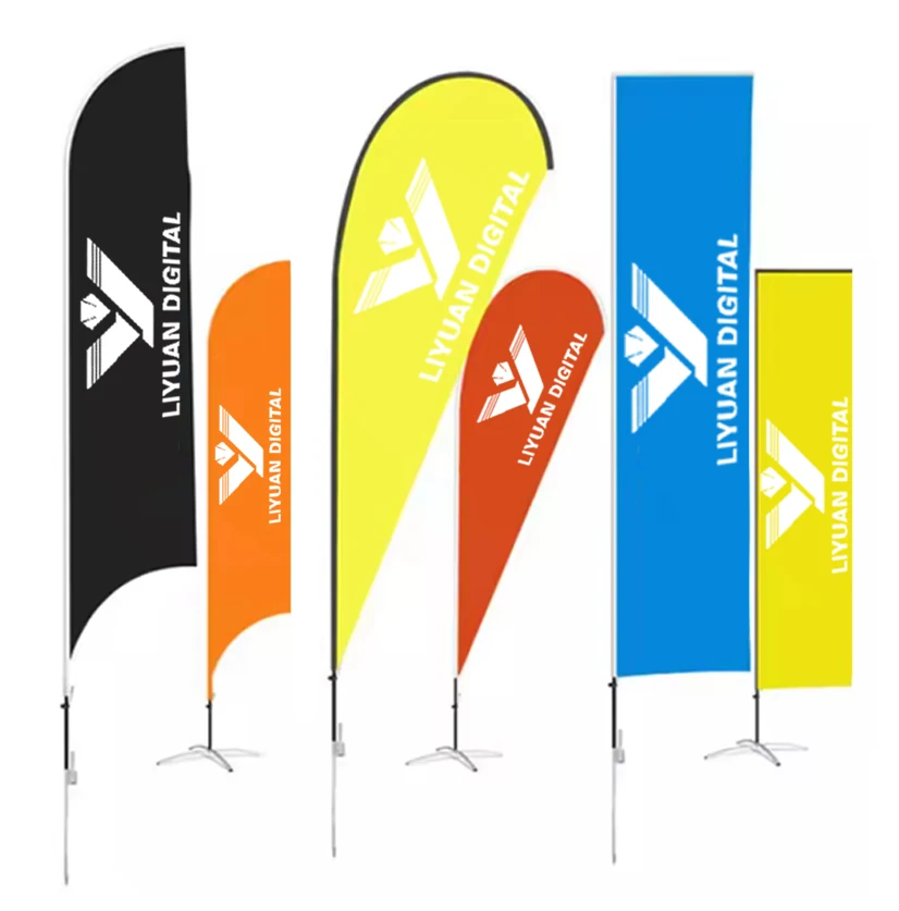 Customized Double-side Waterproof UV Printing 100% Polyester And Fabric Feather Sublimation Flag With Personalized Service