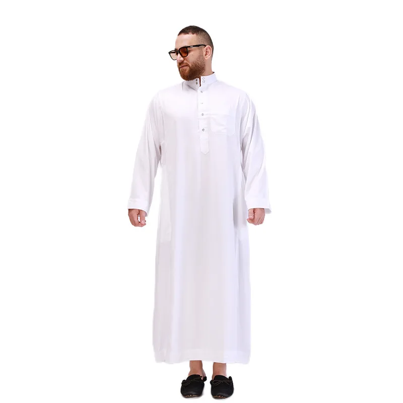 Jinteng Traditional muslim robe white oversized ethnic clothing classic islamic white long sleeve thobe hot sale clothing