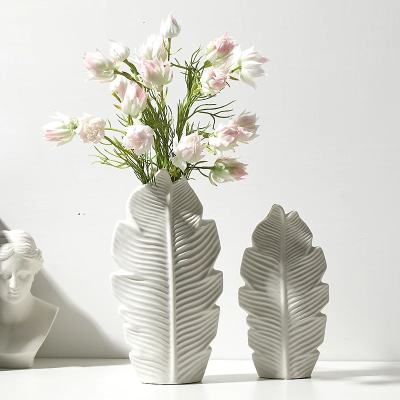 Nordic White Ceramic Vase for Home Decor Elegant Living Room Decoration