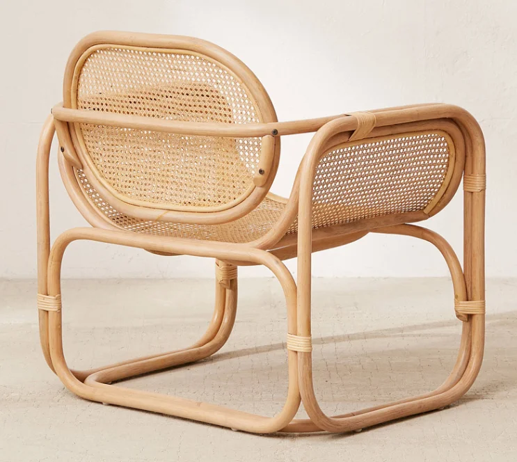 Custom Size Retro Relaxing Outdoor Living Room Modern Wood Cane Leisure Rattan Garden Chair
