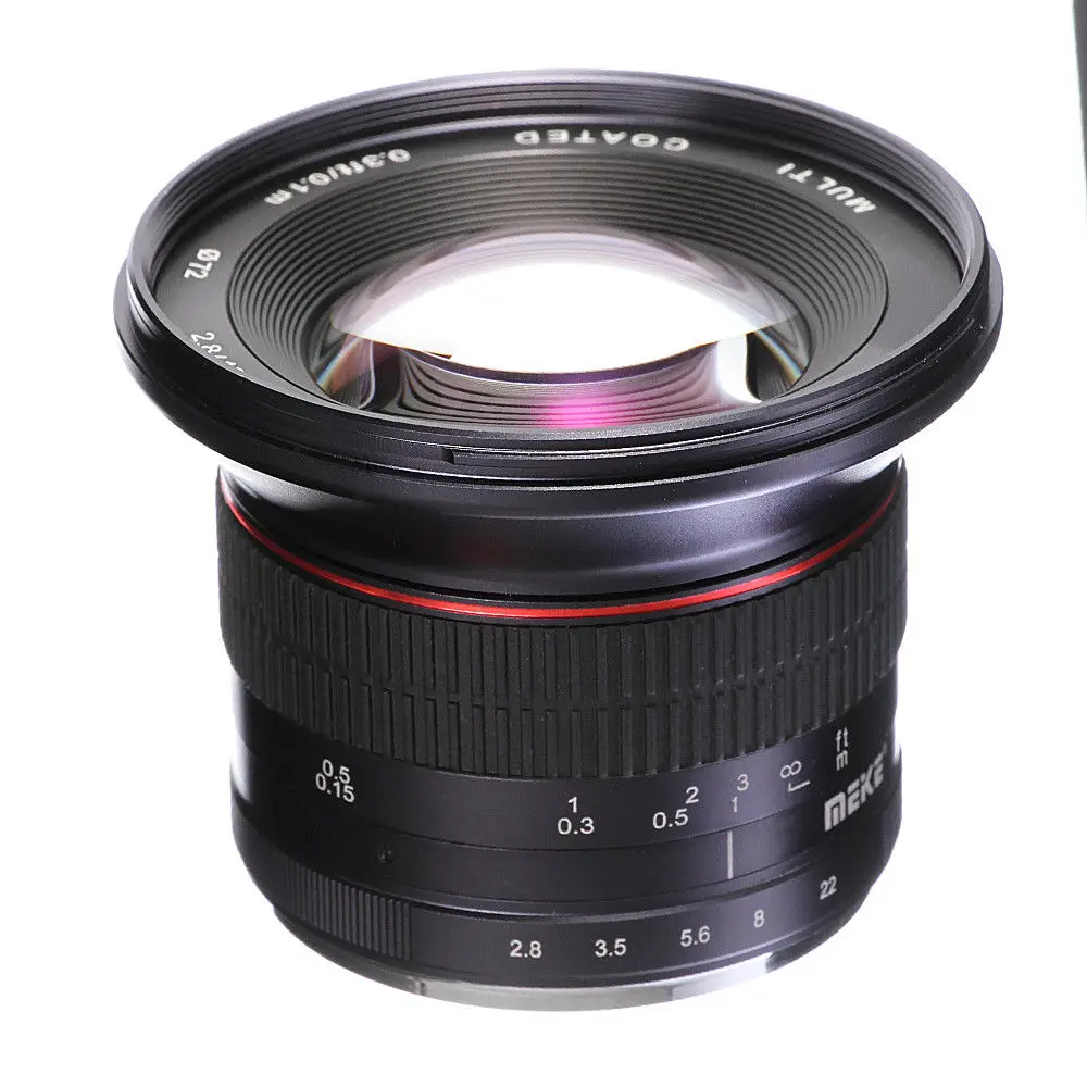 MEKE 12mm F2.8 Ultra Wide Angle Fixed camera Lens with Removeable Hood for Canon EOS NEX FX M43 mount Lens Camera