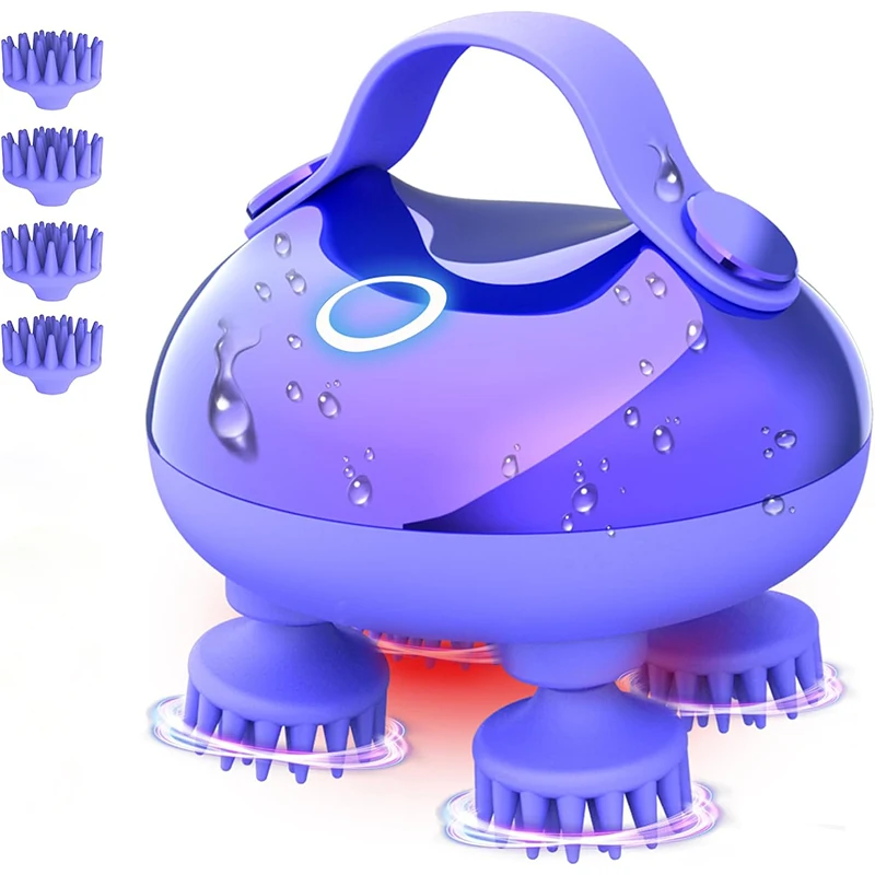 Customizable Handheld Head Scratcher Massager 3 Speed Hair Growth Modes with Red Light Scalp Massager