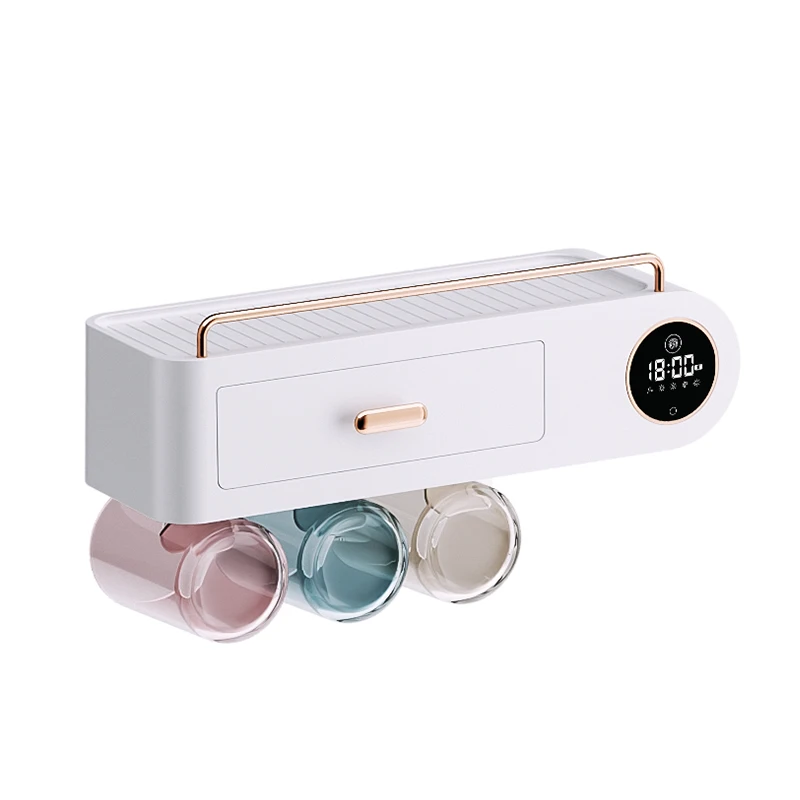 Wall mounted bathroom cup holder Automatic Toothpaste Dispenser 3 Cup Magnetic Wall Mount Toothbrush Holder