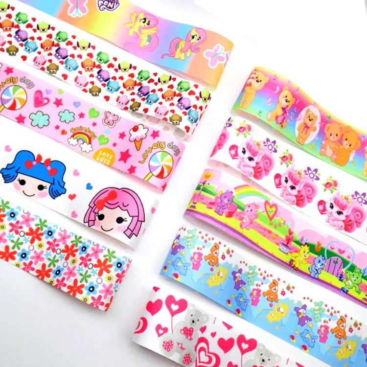 Wholesale 3Inch Custom Designer Printed Grosgrain Silk Ribbon By The Roll Grosgrain Printed Ribbon