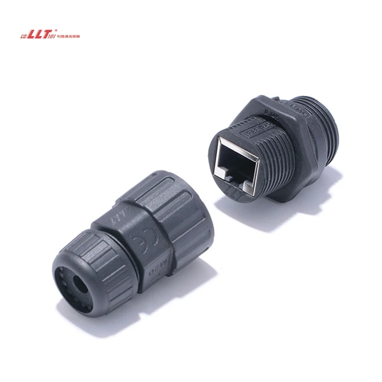 llt ip68 RJ45 front panel mount waterproof connector for ethernet data transmission