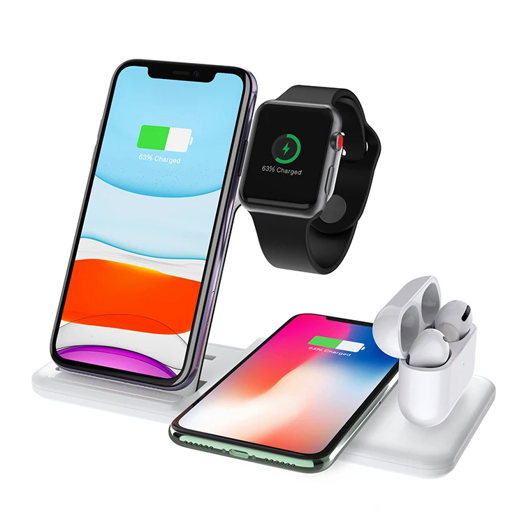  2021 трендовый продукт Qi 18 Вт 15 10 Беспроводное зарядное устройство pad 4 в 1 Зарядная Станция 3 для iPhone и Airpods pro