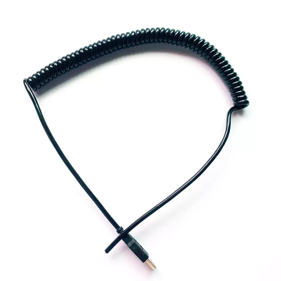 Electrical spiral cables Spiral coiled wire cable Coiled extension cords with USB plug