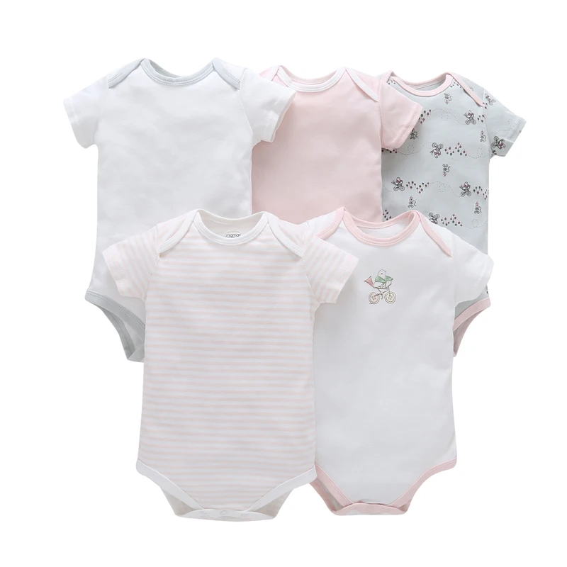 5 pcs/pack short sleeve summer boutique baby romper new born baby clothes