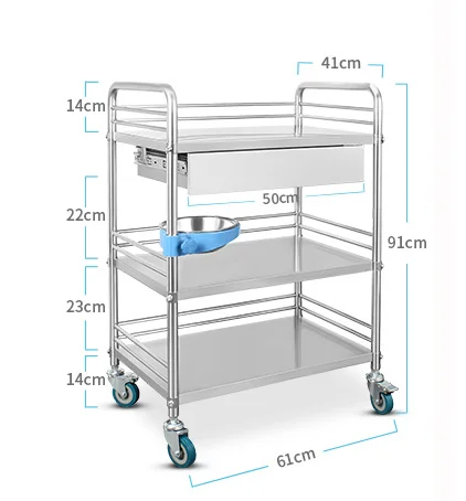 EU-SS608 High Quality Hospital Surgical Stainless Steel Treatment Cart