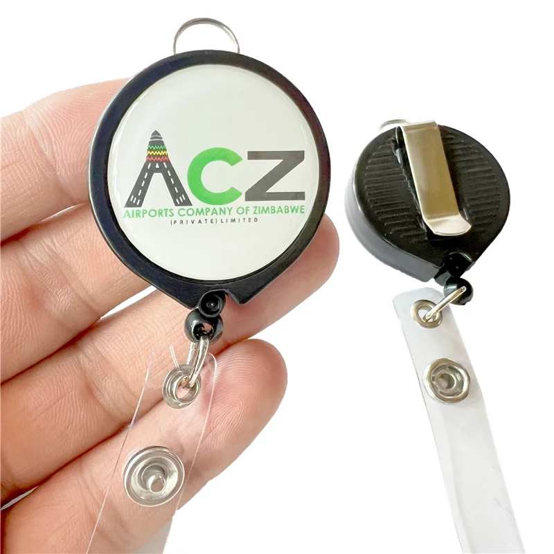 Wholesale round Plastic Yoyo Key Holder Sublimation Retractable Badge Reel with Metal Alligator Clip