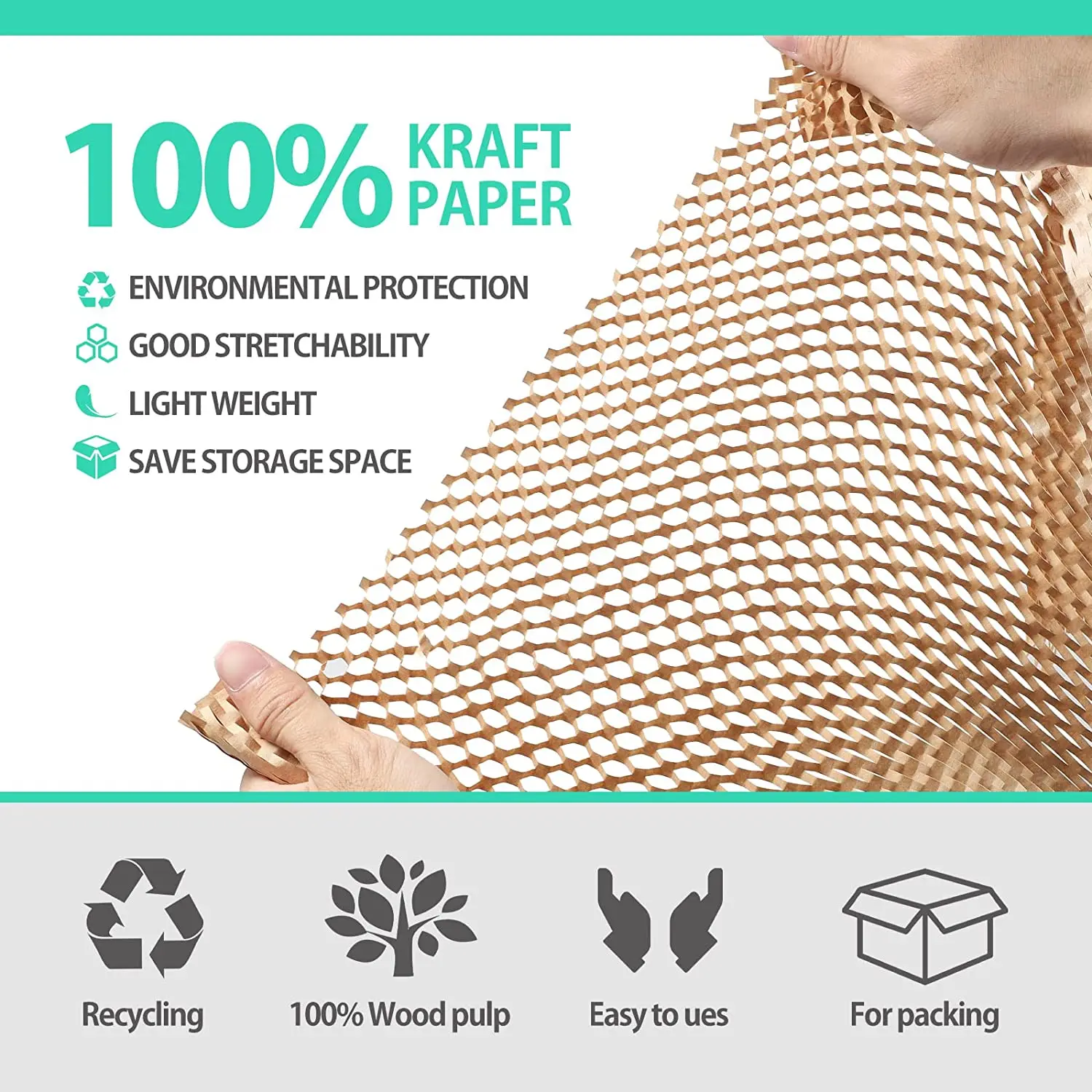 Anti-collision Kraft Honeycomb Paper Cushioning for Flowers Craft Packing and Moving Breakables Wrap Wedding Birthday