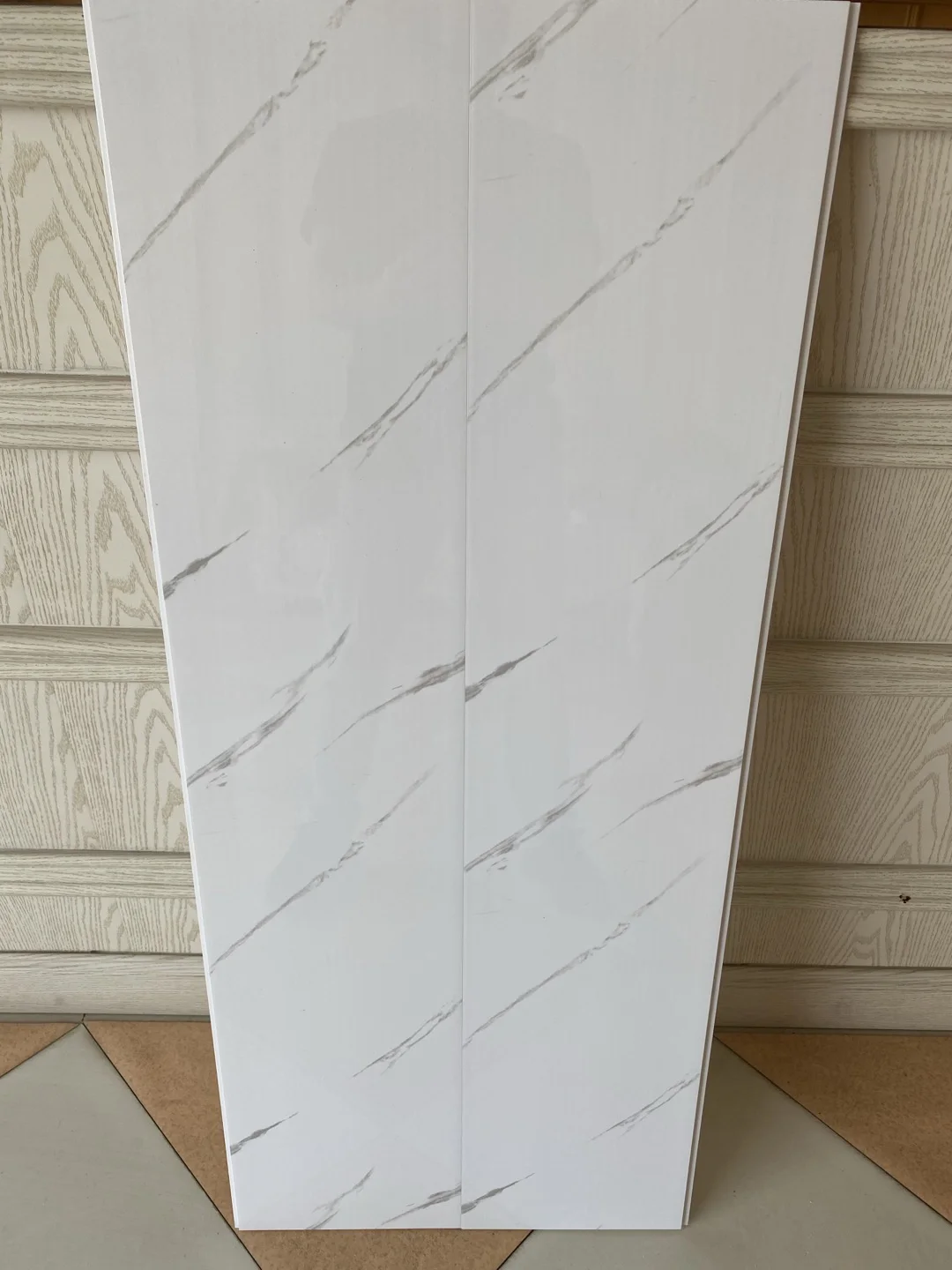 Classic white marble color glossy wall panel 250mm wide pvc ceiling for kitchen and bathroom