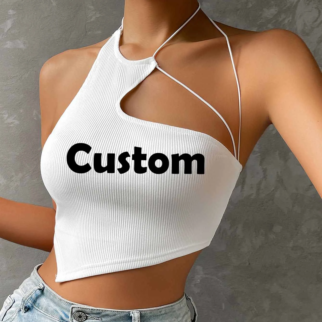 Cotton Crop Tops for Women Sleeveless Crew Neck Vest Ladies Summer Knit Ribbed Crop Tank Tops