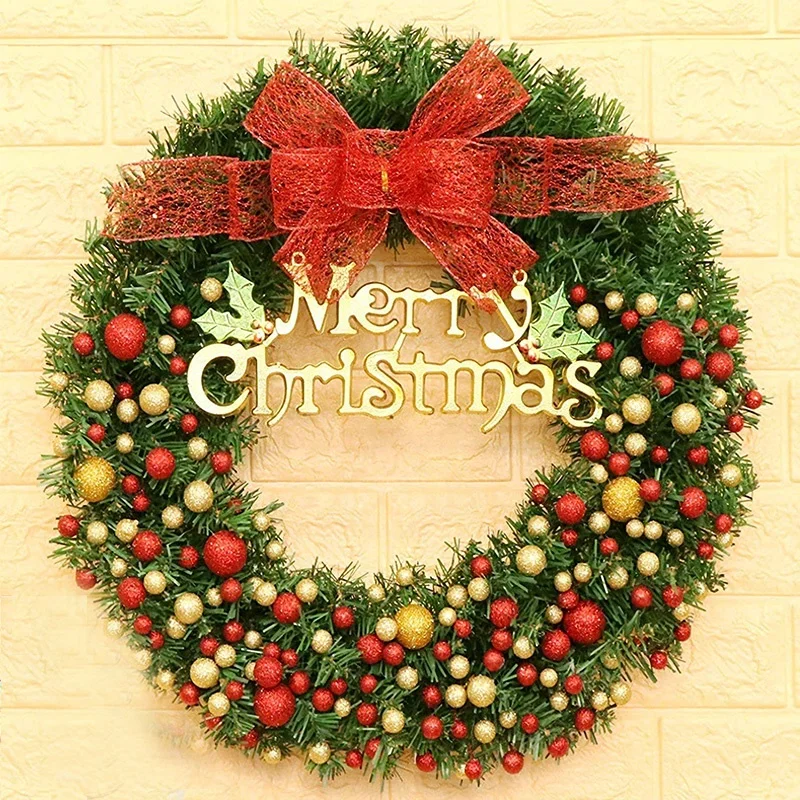 Cheap plastic pine cone Red Berry indoor hanging pvc decoration christmas wreath with ornaments