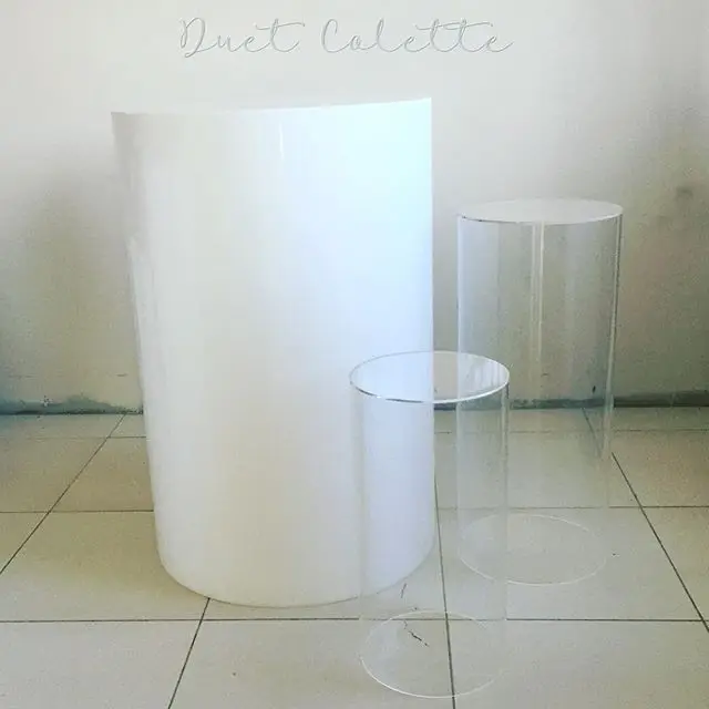 Wholesale Wedding 5 Pieces Clear Dessert Flower Display Stand AcrylicTransparent Cylinder Pedestal Sets Round Plinths