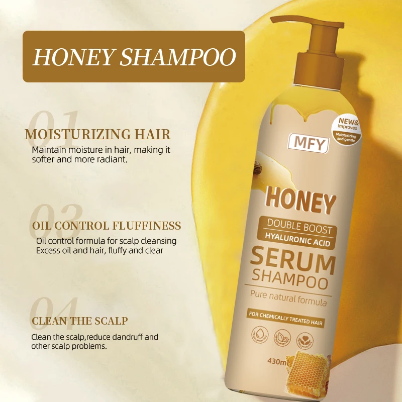 Sulfate and Paraben Free Shampoo with Hyaluronic Acid Keratin Honey Anti-Dandruff Oil Control Moisturizing Shampoo