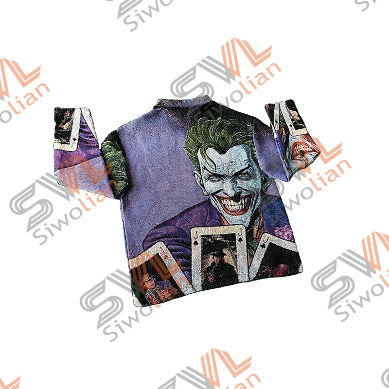 Street wear anime design Blanket Tapestry Sweatshirt Woven Jacquard Tapestry Jacket for man Custom Mens woven jacket