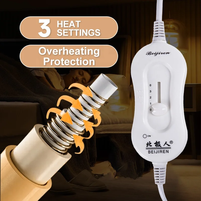 220v 240v Machine Washable Soft Comfort Fast Heating Electric Blanket Single/Double Size